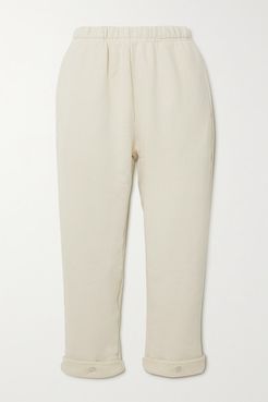 Cropped Cotton-jersey Track Pants - Off-white