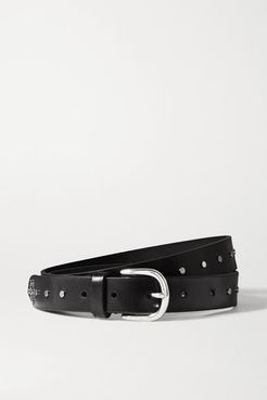 Zap Studded Leather Belt - Black