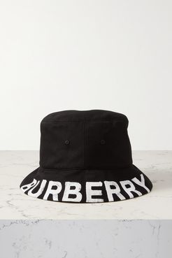 Reversible Printed Checked Cotton-twill Bucket Hat - Black