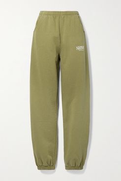 Upper East Side Printed Cotton-jersey Track Pants - Dark green