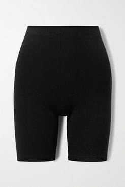 Printed Stretch-cotton Jersey Shorts - Black