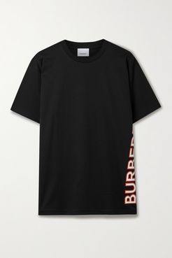 Oversized Appliquéd Cotton-jersey T-shirt - Black