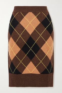 Ayla Argyle Wool And Cashmere-blend Skirt - Brown