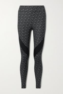 Paneled Printed Stretch Leggings - Dark gray
