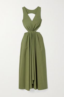 Madelyn Cutout Cotton-poplin Dress - Green