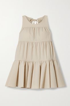 Celeste Tie-detailed Tiered Seersucker Top - Sand