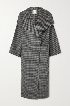 Signature Houndstooth Wool And Cashmere-blend Coat - Black