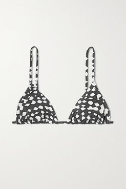 Mouna Printed Triangle Bikini Top - Black