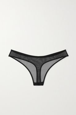 Lucky Stretch-tulle Thong - Black