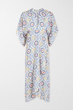 Net Sustain Katherine Wrap-effect Printed Voile Dress - Blue