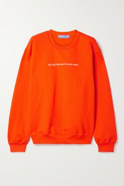 Net Sustain Embroidered Cotton-blend Jersey Sweatshirt - Bright orange