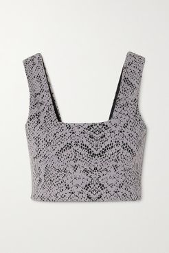 Delta Snake-print Stretch Sports Bra - Silver