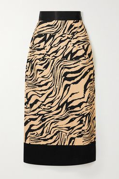 Chloe Tiger-print Crepe Midi Skirt - Black