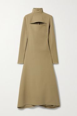 Asymmetric Cutout Cady Turtleneck Dress - Tan