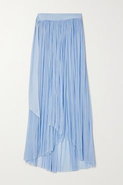 Delfis Draped Silk-tulle Skirt - Blue