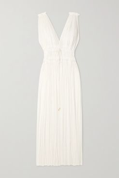 Vereniki Draped Silk-tulle Maxi Dress - White