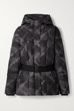 Dowlen Hooded Tie-dyed Quilted Down Ski Jacket - Black