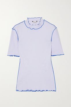 Rose Ribbed Stretch Organic Cotton-jersey T-shirt - Lilac