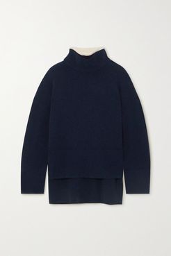 Wool-blend Turtleneck Sweater - Navy