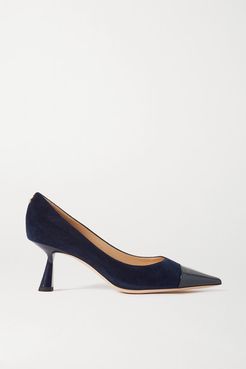 Rene 65 Suede And Patent-leather Pumps - Navy