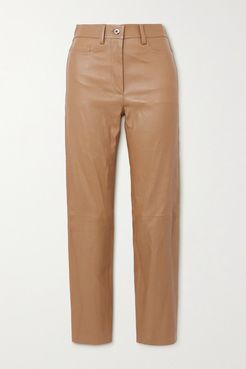 Teddy Leather Tapered Pants - Camel