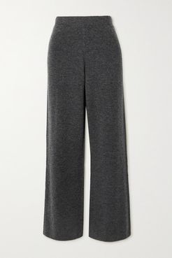 Knitted Wide-leg Pants - Dark gray