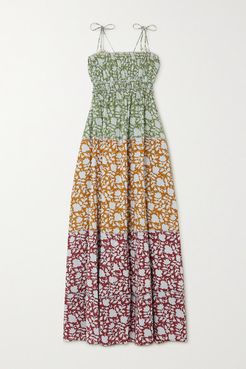 Net Sustain Sunhara Tiered Printed Cotton Maxi Dress - Green
