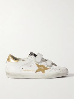 Old School Distressed Leather Sneakers - White