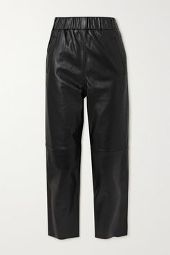 Noni Leather Track Pants - Black