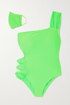 Karry One-shoulder Cutout Neon Swimsuit - Bright green