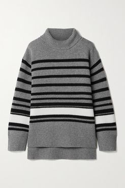Hedera Oversized Striped Wool-blend Turtleneck Sweater - Gray