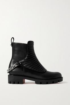 Maddic Max Chain-embellished Quilted Leather Ankle Boots - Black