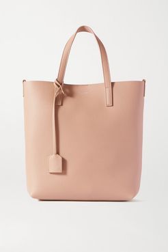 North South Mini Leather Tote - Beige