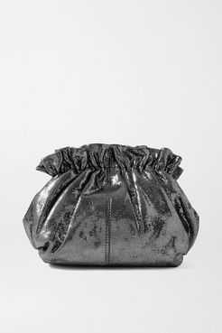 Willa Metallic Suede Clutch - Silver