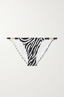 Fiorella Embellished Zebra-print Bikini Briefs - Zebra print