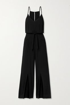 Nora Embellished Voile Jumpsuit - Black