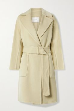 Belted Brushed Wool-blend Coat - Beige