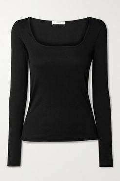 Pima Cotton And Modal-blend Jersey Top - Black