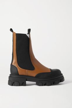 Rubber-trimmed Leather Chelsea Boots - Tan