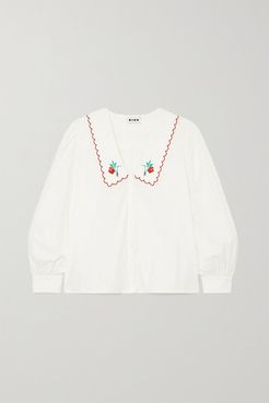 Lila Embroidered Cotton-poplin Blouse - White