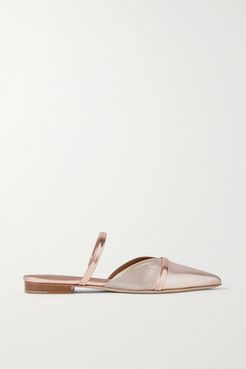 Frankie Metallic Leather Point-toe Flats - Rose gold