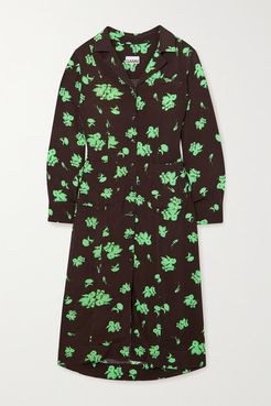 Net Sustain Floral-print Crepe Midi Shirt Dress - Dark brown