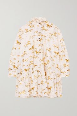 Net Sustain Printed Organic Cotton-poplin Mini Dress - White