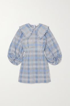 Checked Seersucker Mini Dress - Blue