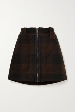 Checked Wool-blend Mini Skirt - Black