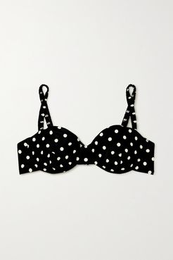 Net Sustain Polka-dot Stretch-econyl Underwired Bikini Top - Black