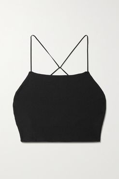 Yoga Luxe Cropped Ribbed Infinalon Dri-fit Tank - Black