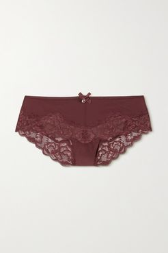 Orangerie Tulle And Lace Briefs - Burgundy