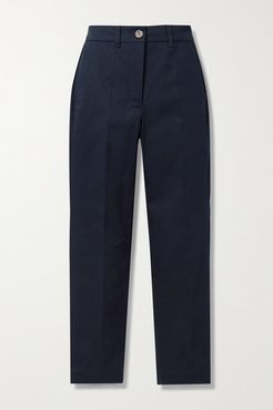 Cotton-blend Twill Tapered Pants - Navy