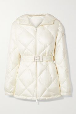 Sargas Hooded Belted Quilted Shell Down Jacket - Cream